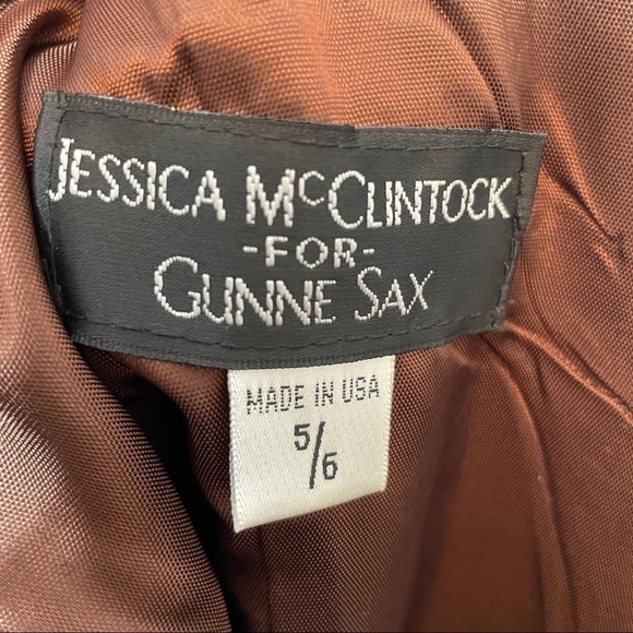 Jessica McClintock x Gunne Sax Brown/Ecru Formal Strapless Satin Dress Tulle 5/6 - Picture 9 of 10